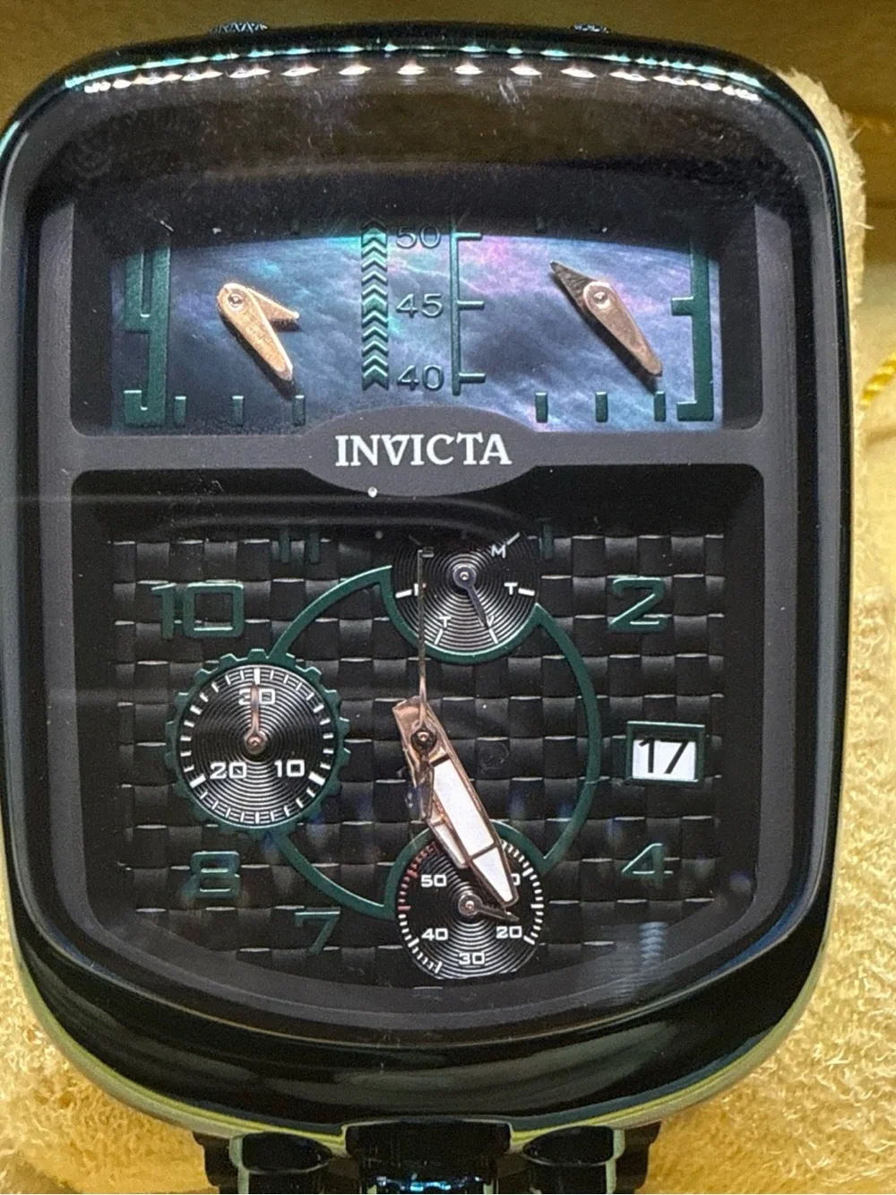 Invicta 29707 Men's 42mm S1 Rally Dakar Chronozone Green Case Triple Time Watch